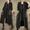 Loose Fit Retro Buckle Long Sleeve Denim Outerwear with Contrast Colors