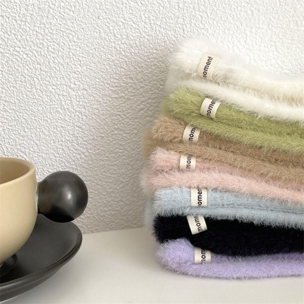 Winter Velvet Socks Solid Color Cotton Socks Thickened Mink Cashmere Socks  Women