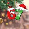 Christmas Pendant Striped Print Number 6 7 Charm 2D Acrylic Hanging Pendant Party Home Festive Cheer Holiday Decoration