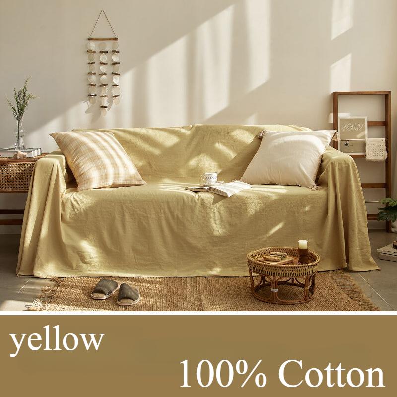 

Чохол для дивана зі 100% бавовни Nordic Couch Cover Four Seasons Універсальний захист для меблів Чохол для дивана для домашнього декору спальні 1 шт. 180x180cm жовтий