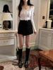 Korean Dongdaemun Women's Sexy Lace Spliced Slim Knit Sweater