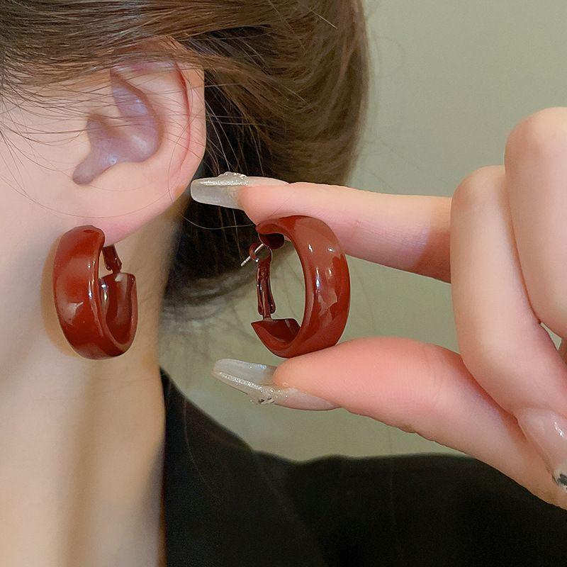 Red Love New Year's Earrings Women's Simple Festive Earrings Versatile Fashion Earrings
