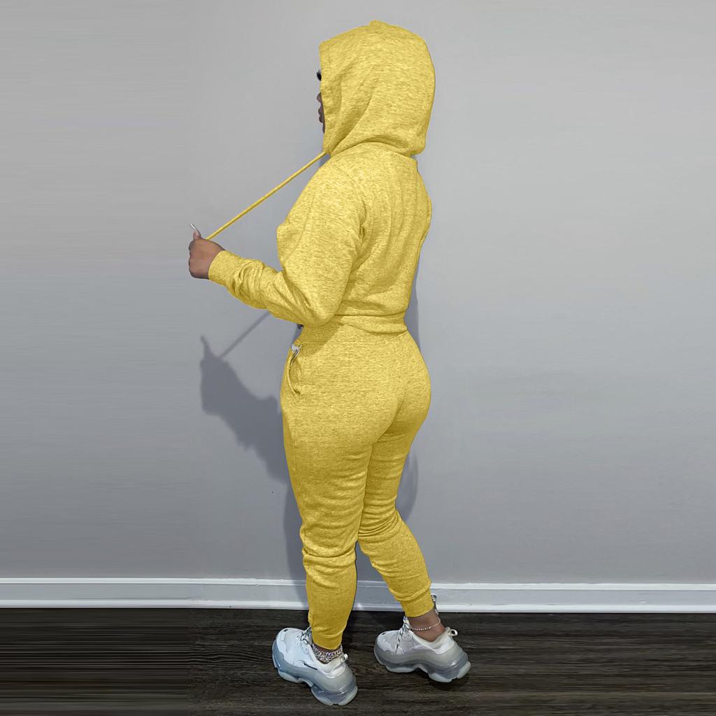 Tuta da donna con cappuccio due pezzi set felpe con cappuccio tasche pantaloni tuta pantaloni con coulisse set sportivo