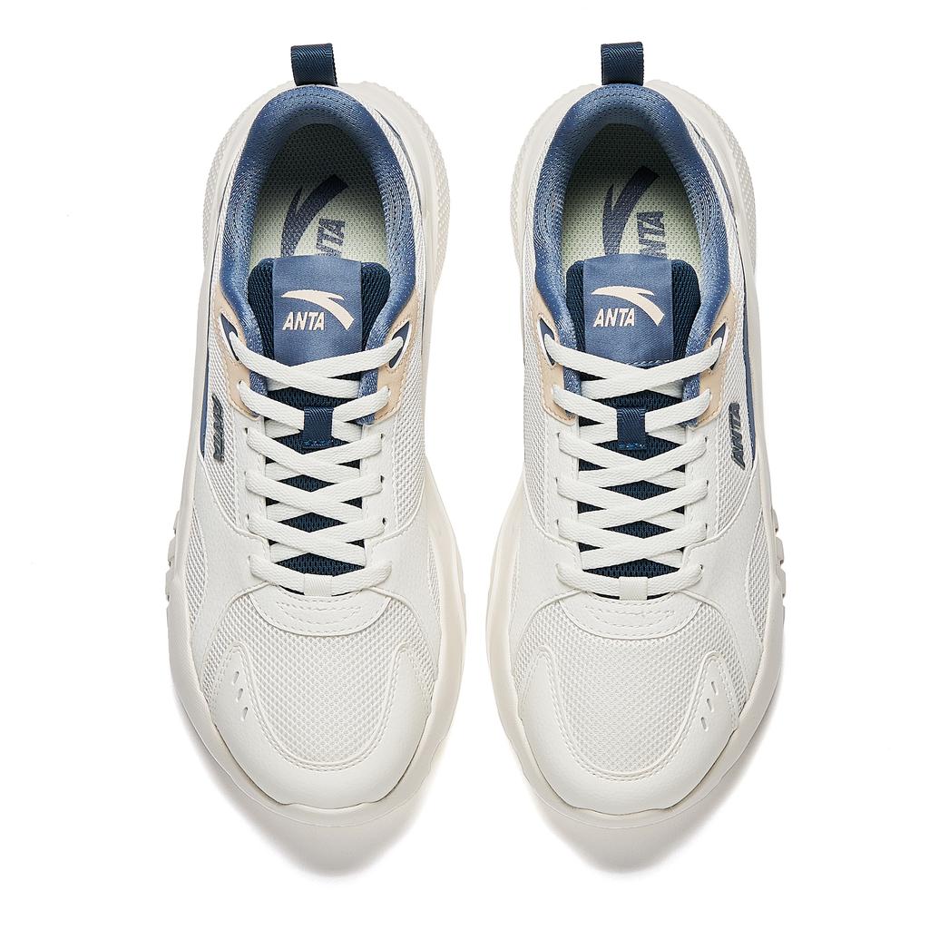 Anta Fashion Sports Non-Slip Wear-Resistant Breathable Low-Top Casual Shoes Men Sneaker White Blue 912518810-1