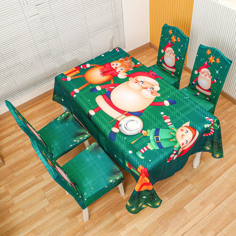 Santa Cartoon Christmas Claus Print Chair Covers Tablecloths Family Festivities