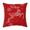 Federa Cuscino a Tema Natalizio Fondo Rosso Lino Corto Peluche Stampato Federa Cuscino Regalo Festivo