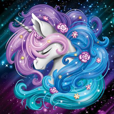 DIAMOND ART CLUB Aurora Unicorn Diamond Painting Kit Fantasy Diamond Canvas Round 5D Diamond Art Kit for Adults and All Ages X X 13" 13" (33 33cm)