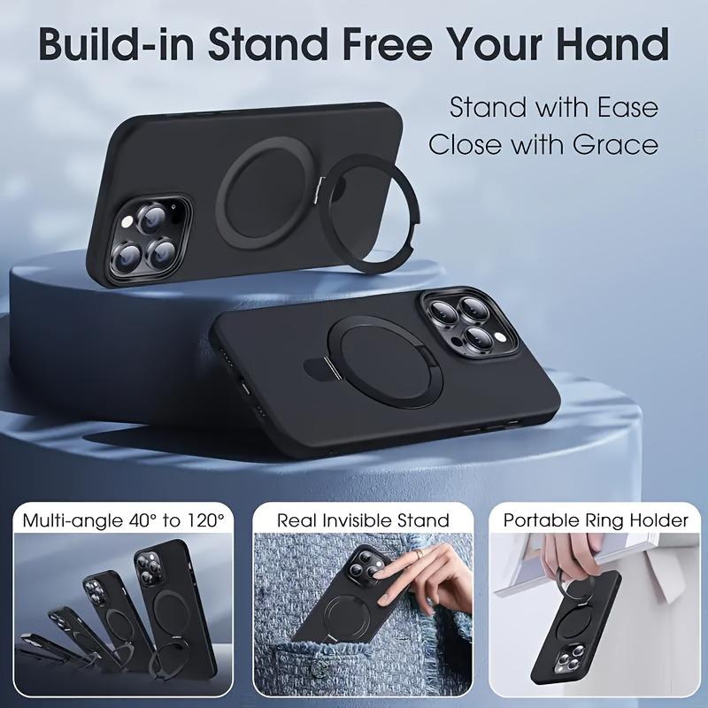 Luxury Magnetic Holder Armor Shockproof Wireless Charging Phone Case for iPhone 17 16 15 14 13 12 11 Pro Max 17 Air Cases Cover