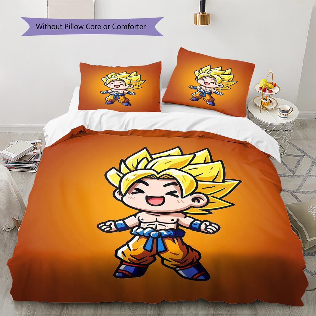 Vegito Muster Bettwäsche, Steppbett Set Bettbezug Kissenbezug Zuhause Geburtstagsgeschenk (1 Bettbezug + 2 Kissenbezüge, ohne Füllung)