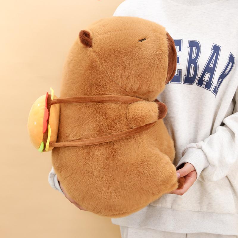 Ny hamburgerryggsekk kapibara capybara dukke plysjleke capybara dukke gave til jenter