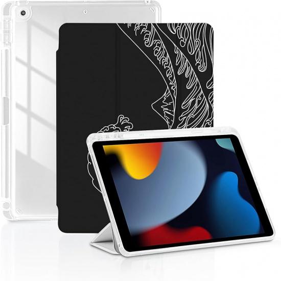 for iPad 9th/8th/7th Generation 10.2 Inch Case, Protective Trifold Case with [Pencil Holder][Auto Wake/Sleep][Transparent Back] for iPad 10.2’’