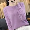 Women's Round Neck Hollow Out Wool Knit Sweater - Slimming Seamless Long Sleeve Pullover