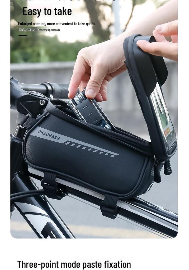 Waterproof Bicycle Top Tube Bag with Phone Touch Screen