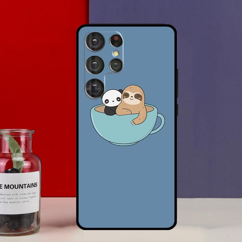Kawaii Cute Sloth Face Funda Case For Samsung Galaxy S25 Ultra S9 S10 S20 S21 S22 Plus S23 Ultra S24 FE Phone Cover