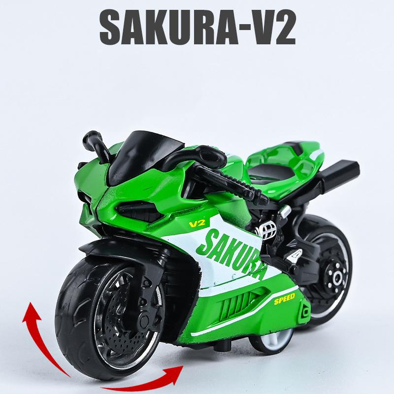 1/32 skala V2 SAKURA GESCHWINDIGKEIT Simulation Motorrad Modell Ornament Legierung Pull Back Spielzeug Auto