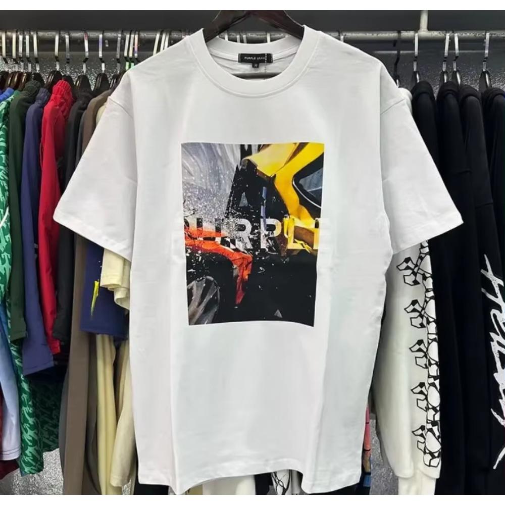 Purple Brand T Shirt Men Women Inset Crewneck Collar Regular Fit Cotton Print Tops US S-XL More Color