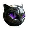 Mysterious Obsidian Style Ornament Spherical Black Cat Head Ornament, Resin Gothic Sculpture with Colorful Lover Gift Eyes for Halloween
