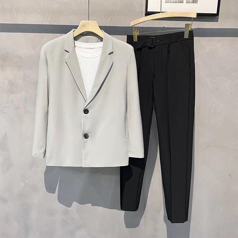 Men's Slim-Fit Casual Blazer - Spring, Korean Style, Versatile Solid Color.