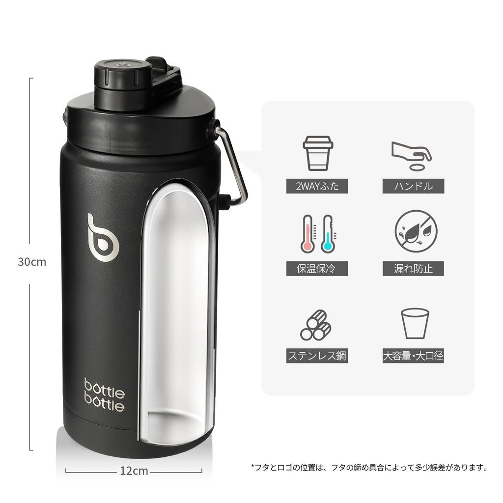 BOTTLE BOTTLE Jug, 2-Liter Water Bottle, Large Capacity, 2L Stainless Steel, Vacuum Insulated, Keeps Hot or Cold, Includes Straw, Portable Water