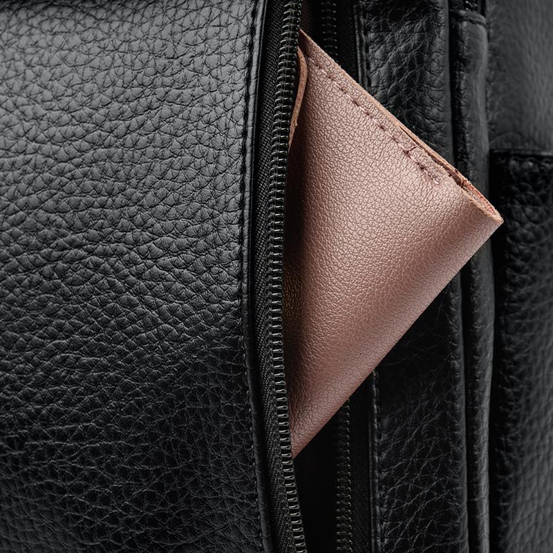 Myk Ryggsekk i Skinn Dame Ryggsekk med Stor Kapasitet Student Skolesekk