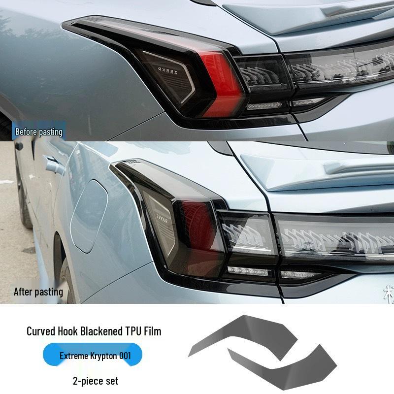 Folie TPU pentru Faruri Afumate Zeekr X/001: Autocolante cu lumini de zi și lumini spate care își schimbă culoarea (Războinic Negru Strălucitor)