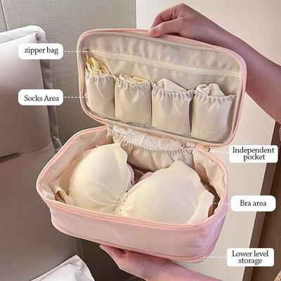 Fashion Cute Cat Underwear Storage Bag Waterproof Large Capacity Travel Bra Organizer Double Layer Sock Packaging Bag Travel