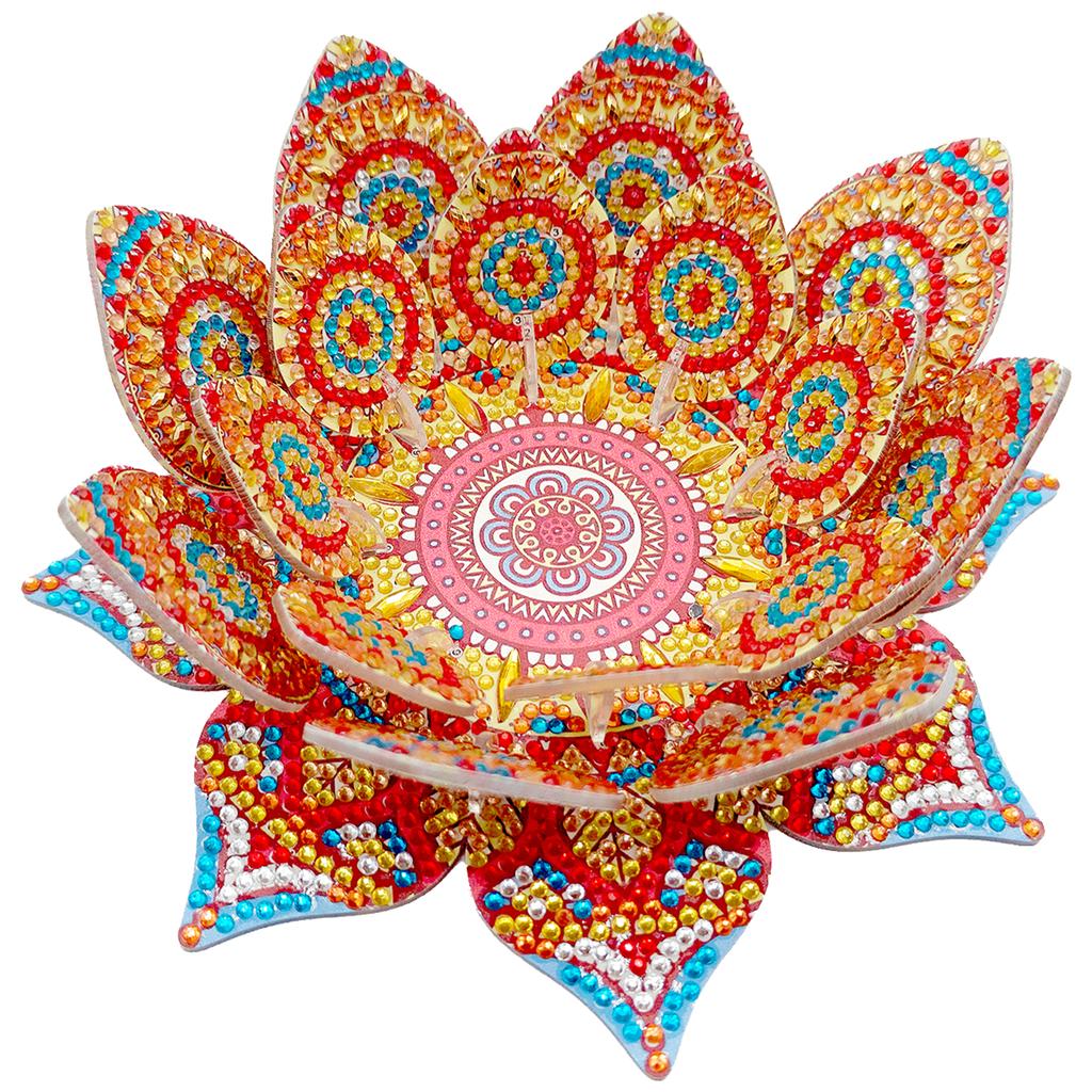Lotus Candlestick DIY Diamond Art Desk Ornaments Diamond Painting Table Ornaments for Adult Beginner Home Office Decor