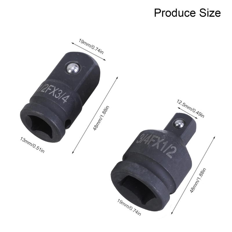 2pcs Impact Socket Adapter Set Converts 3/4Inch To 1/2Inch & 1/2Inch To 3/4Inch for Profession Repair Tool Easy Carrying