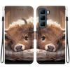 Handmade PU Leather Flip Case for Infinix Hot 50 4G (X6882, X6882B) Anti-Slip Shockproof Cover with Wrist Strap & Heart/Rose Cat Designs