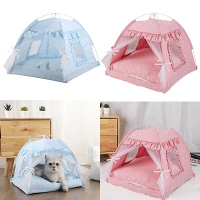 Pets Tent Bed House Indoor Summer Cave for Cats Puppies Small Animal 2-Sided Removable Cushion Pad Easy To Clean