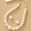 French Retro Pearl Necklace and Earrings Set for Women , Fashion Commuting Jewelry