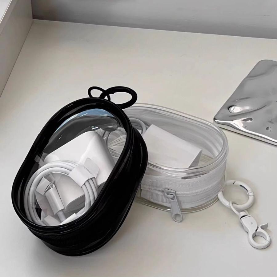 Portable Cable Organizer Pouch, Data Line and Charger Storage Bag, Travel Earphone Case with Hook, Simple Cord Management Box KTB