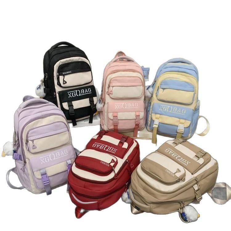 Schoolbag1011 New Large Capacity Casual Versatile Middle and High School Students Travel Lightweight Burden Reduction Ridge Backpack