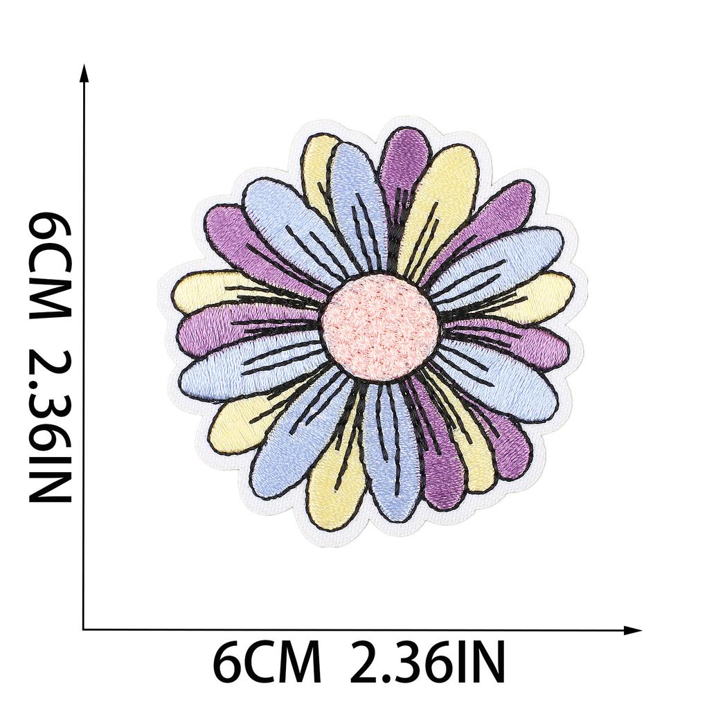 New Flower Embroidery Cloth Sticker Set, Clothes Decoration Patch Sticker, Cartoon Chrysanthemum Heat Transfer Embroidery Sticker