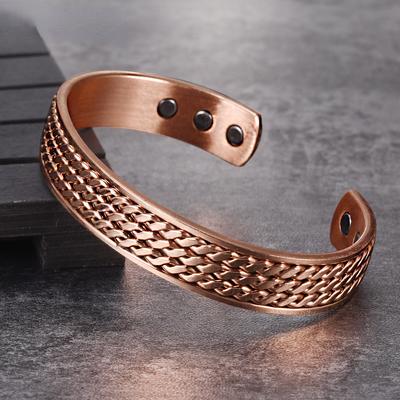 Ikuinen kroucené náramky z čisté mědi Magnetická terapie Nastavitelné 12mm náramky Magnet Šperky Změna velikosti Muži Ženy
