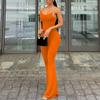 Feamels Sexy DeepU Neck  Colorful Straps Open Back Jumpsuit