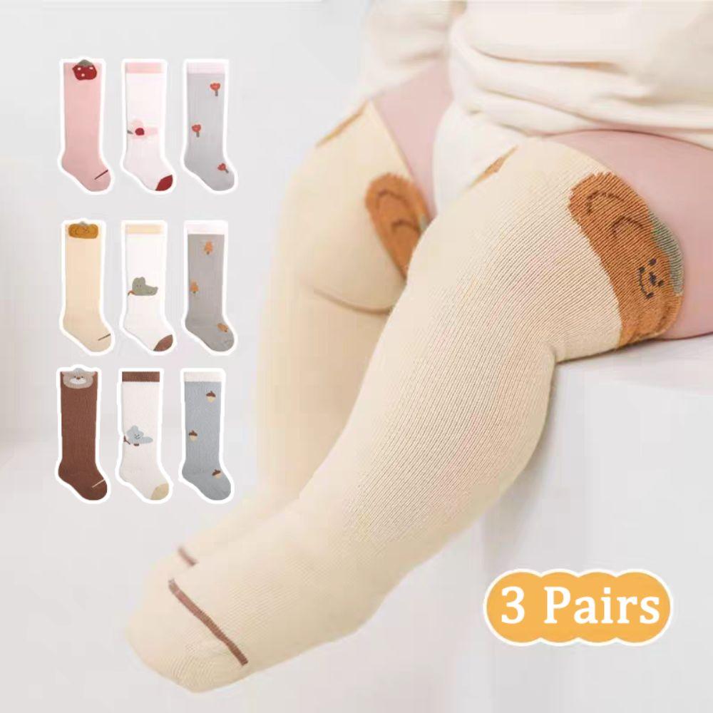 3Pairs Cotton Calf Socks Baby Strawberry Baby Mid Tube Socks Toddle Cotton Stockings Newborn