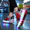 Men's and Women's Four-wheel Runaway Shoes, Primary and Secondary School Students, Pulley Shoes, LED Luminous Lights