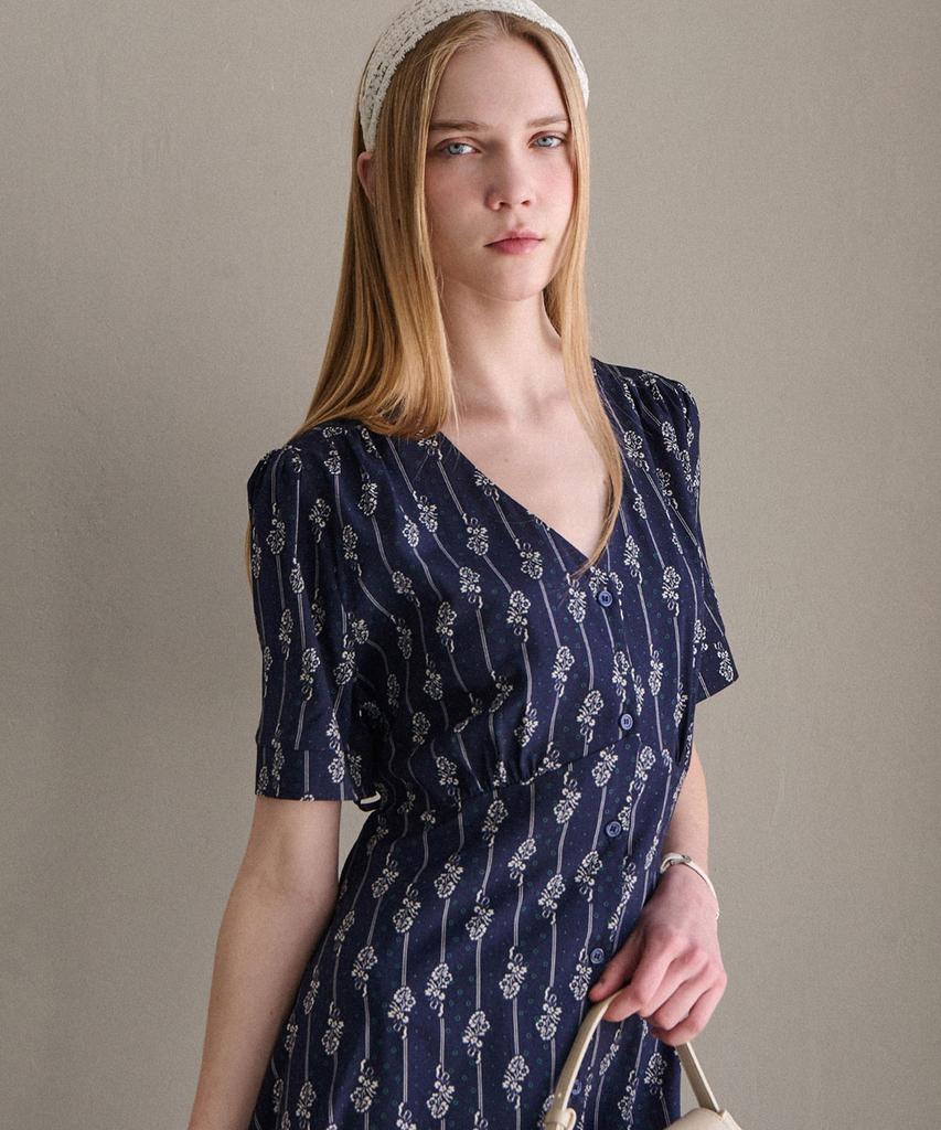 LUSIDA Drawing Pattern Dress - Navy