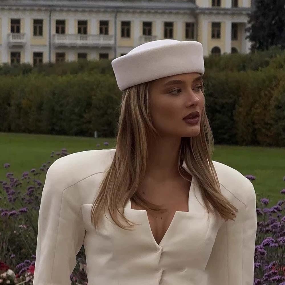 French Style Pillbox Hat Vintage Looking Formal Hat Airline Stewardess Caps  Performances