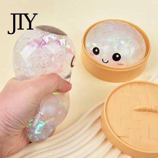Glitter Pinch Dumpling Steamed Bun Squeeze Toy, Cute Stress Relief Ball, Durable Ball Slow Rising Decompression Toy for Desk, Kawaii Fidget