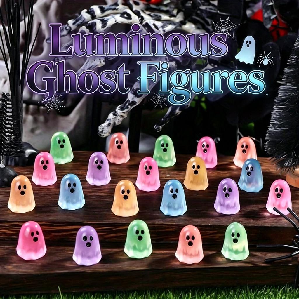6-11pc Luminous Ghost Figures Halloween Resin Ghost Ornament Mini Micro DIY Landscape Miniatures Festival Party Home Decor Gifts