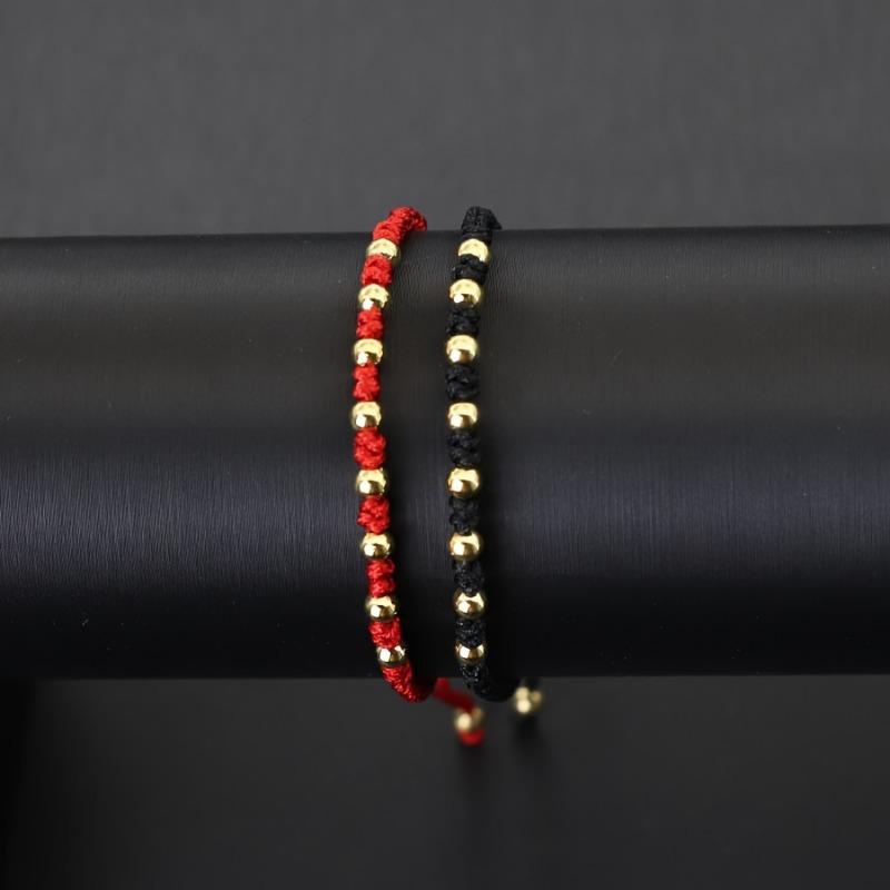 Fashion Woven Gold Bead Bracelet, Adjustable Beaded Lucky Charm Couple Bracelet