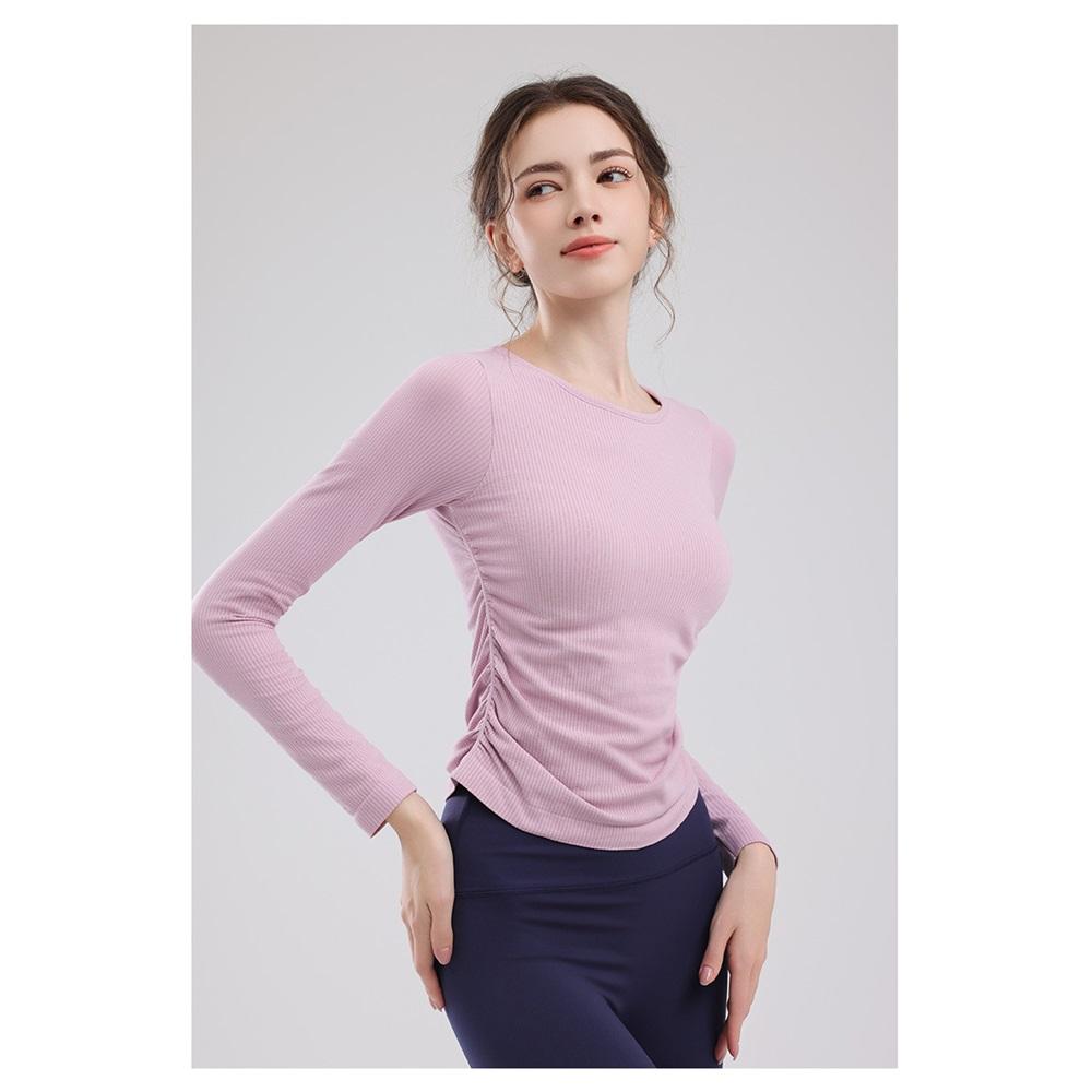 Pilates Long Sleeved Slimming And Fashionable Fitness Suit Top With Chest Cushion For Slimming, Dance Training, Running, Yoga Suit