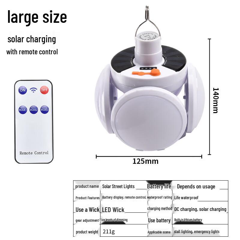 Outdoor LED Solar Rechargeable Camping Light