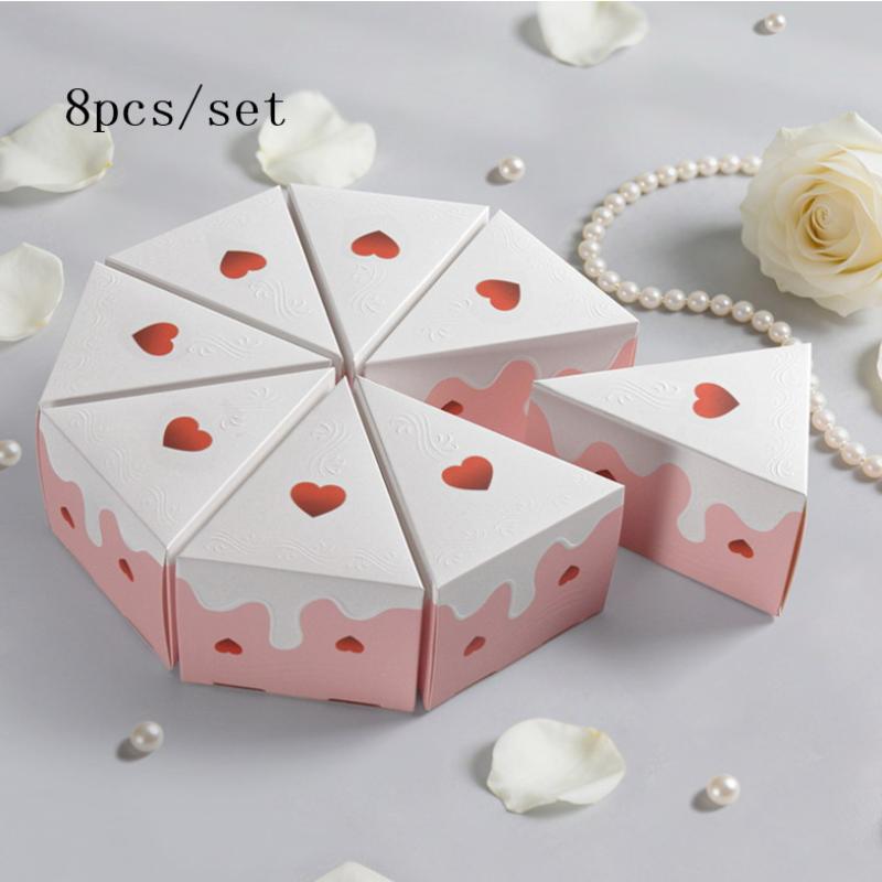 8 Piezas Caja de Regalo de Papel con Forma de Pastel Triangular Galletas Dulces Recuerdos para Baby Shower Golosinas Cajas de Empaque para Postres de Fiesta de Cumpleaños Infantil