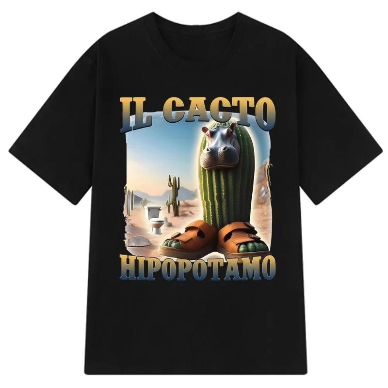 Italiano Brainrot Tralalero Tralala Tung Tung Tung Sahur Bombardiro Coccodrillo Maglietta Meme Divertente Uomo Donna Magliette di Cotone Y2k Top