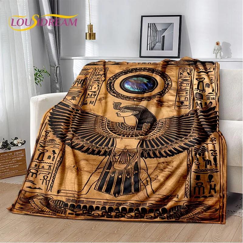Ancient Egypt Hieroglyphic Mythology Throw Blanket Soft Cozy Blanket for Home Bedroom Bed Sofa Cover ChildFriendly Design