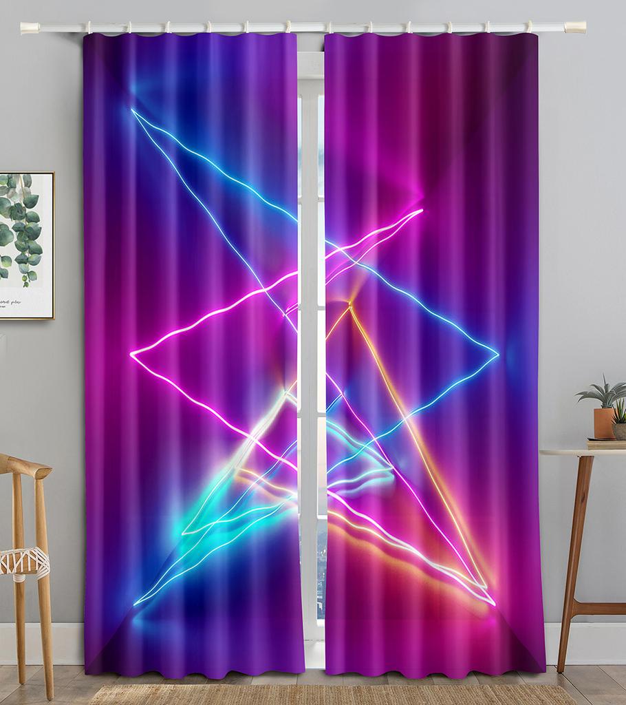 Neon Emitted Light Filtering 3D Printing WaveBlackout Window Panel Curtain Living Room Room Bedroom Bathroom Kicthen Door Cupboard Decor Hooks