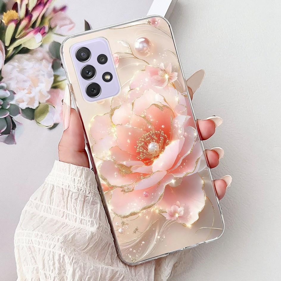For Samsung Galaxy A52 A52s 5G Case SM-A526B SM-A528B Phone Cover Fashion Flower Soft Silicone Funda For Samsung A72 A 52 Bumper